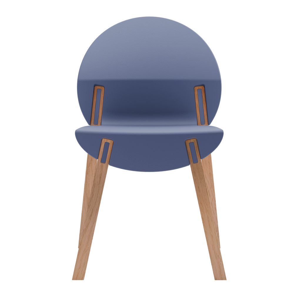 4-Pack Grey Blue Chairs – Red Oak Wood Legs & PP Seat, Indoor Dining & Living Room Furniture Set