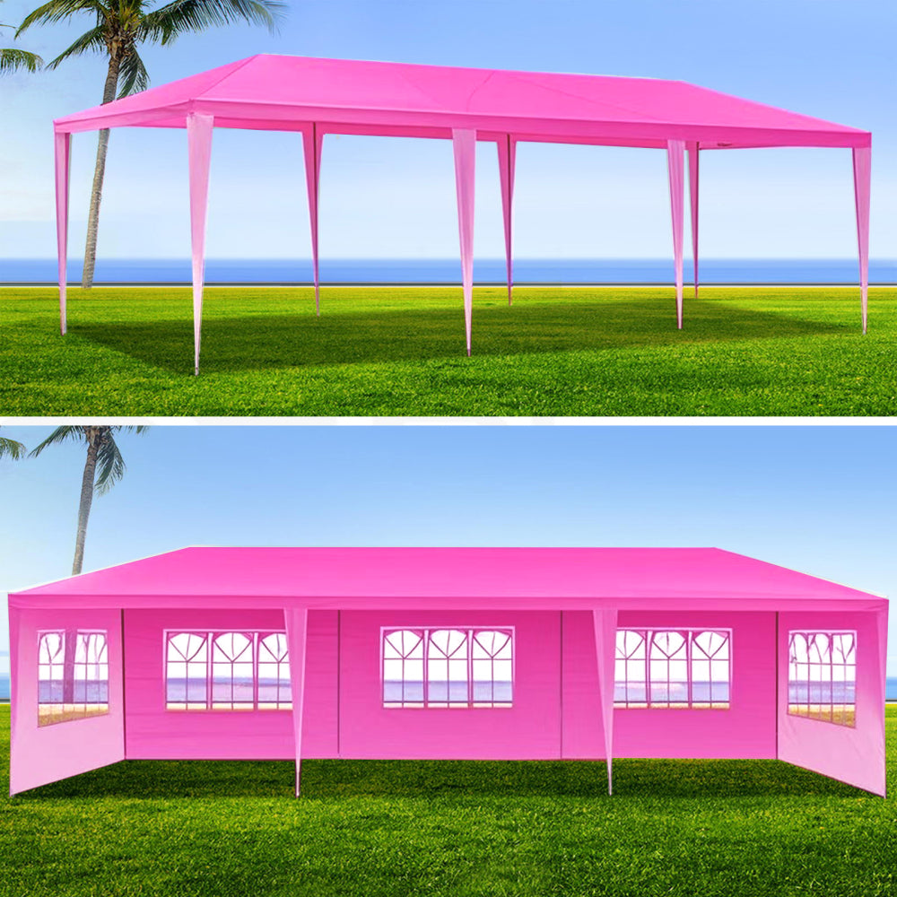 10x30' Wedding Party Canopy Tent Outdoor Gazebo with 8 Removable Sidewalls Pink Color
