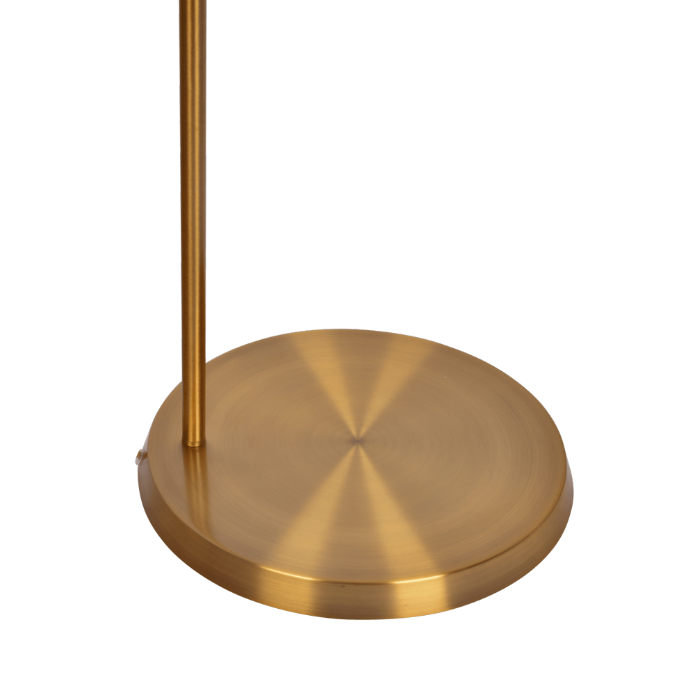 Zenith Offset Brass Base Floor Lamp with Drum-shaped Linen Shade