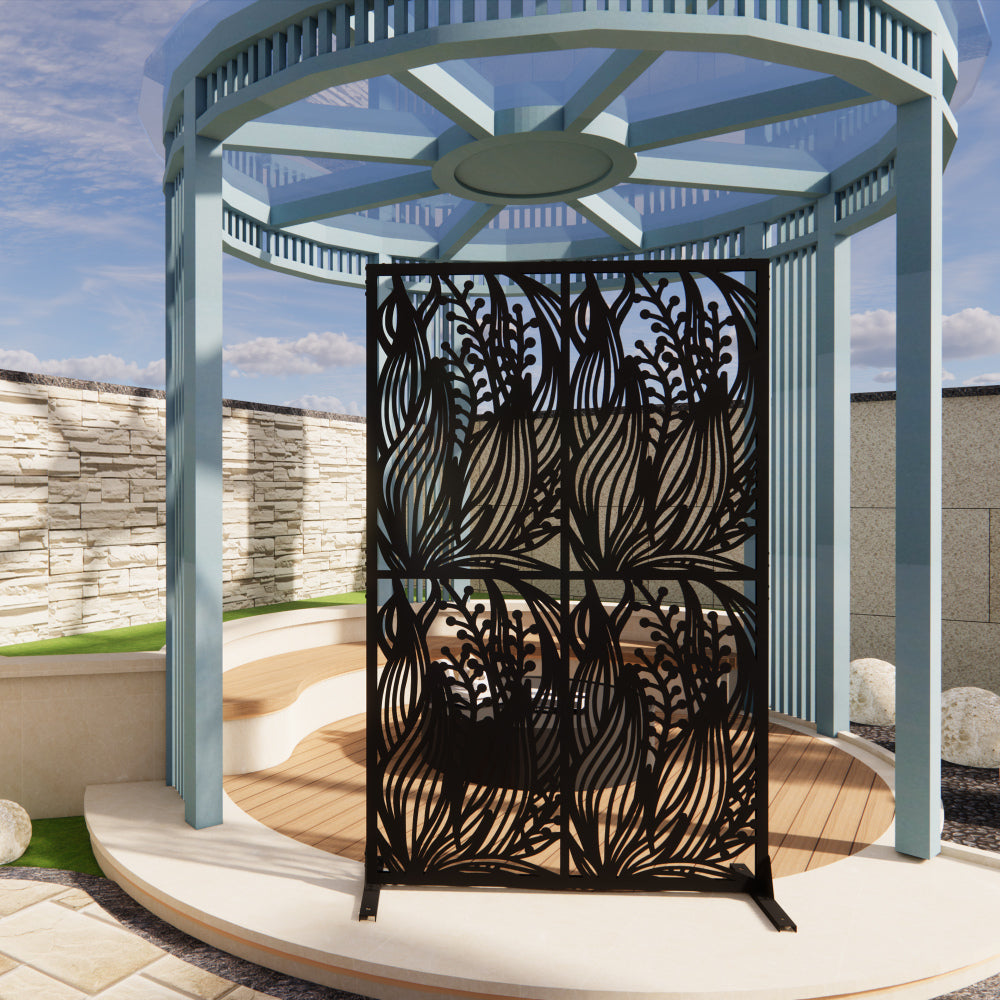 Metal Privacy Screens W3.8Ft X H6Ft Outdoor and Indoor Divider with Free Standing Decorative Privacy Screen for Balcony Patio Garden Room Divider, Black Bird Shape