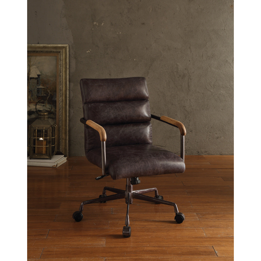 Harith Retro Brown Top Grain Leather Office Chair