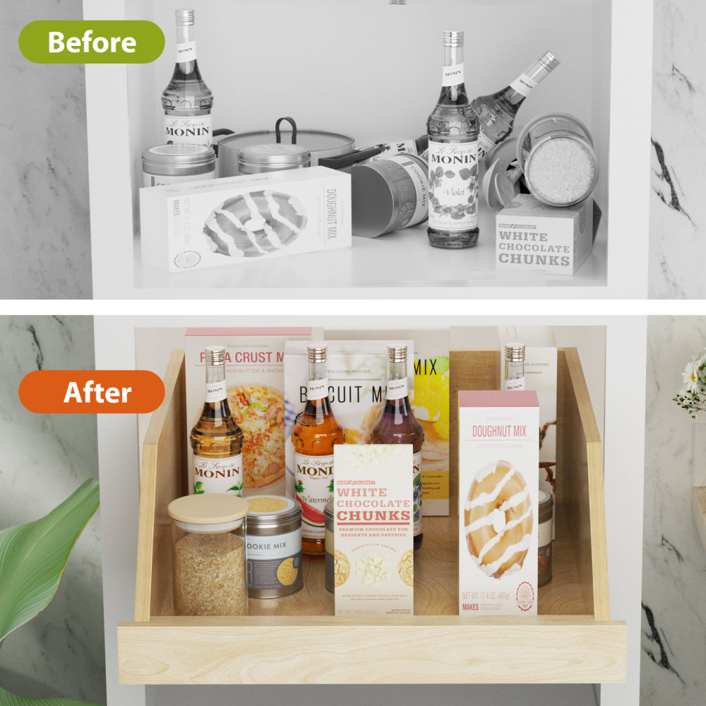 Pull Out Cabinet Organizer High Drawer 19½" W x 21" D Hard Close Wood Slide Out Shelves Cabinet Storage and Organizer with Full Extension Rail Slides Pull Out Drawer for Kitchens Cabinet Pantry