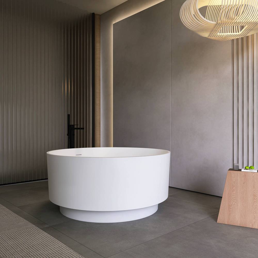 49 inch round shape freestanding solid surface soaking bathtub for bathroom