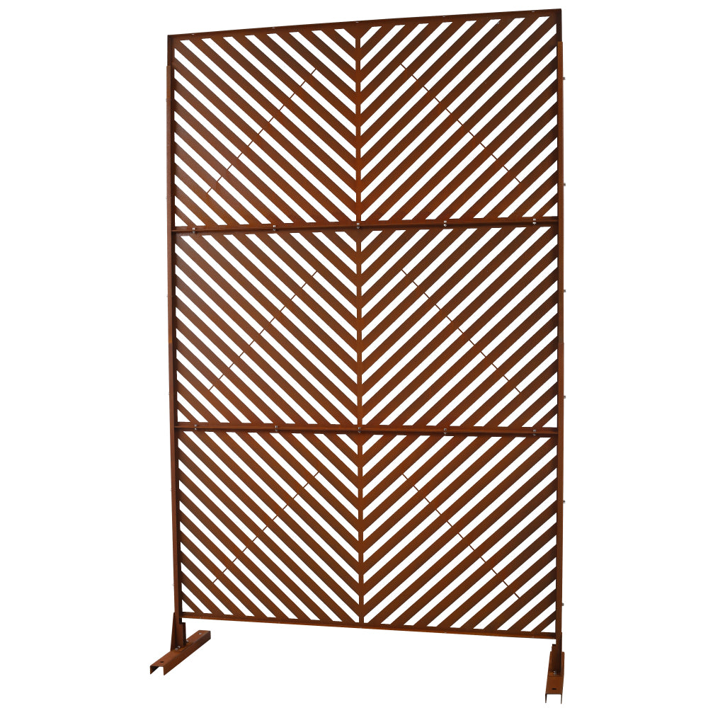Outdoor & Indoor Privacy Screen Metal Privacy Screen 76" H×48" W, Freestanding Decorative Privacy Screen for Deck Balcony Patio, Privacy Fence Panels for Outside Lawn Garden PS113 RUSTY