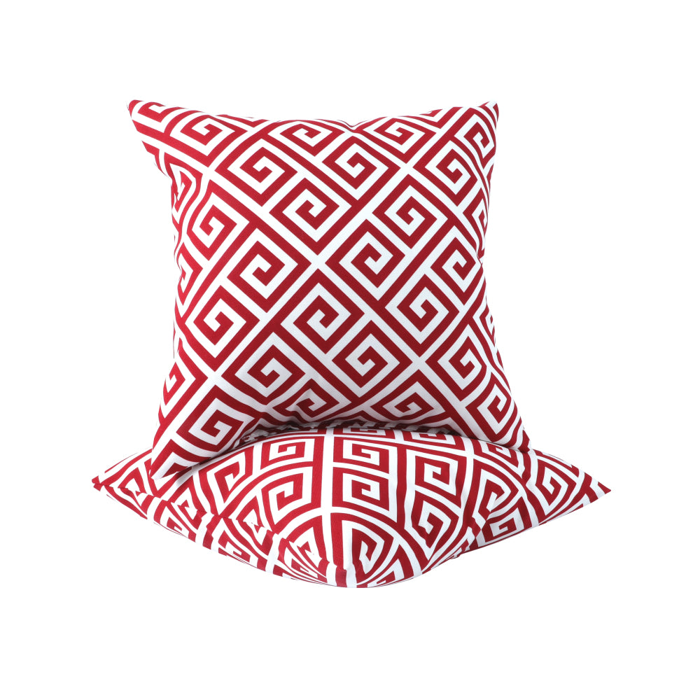 2 Pack Outdoor Throw Pillows, Waterproof & Fade-Resistant Patio Cushions for Garden, Porch, Poolside Furniture - Soft & Comfortable Decorative Pillow Covers (18x18 Inch, RED)