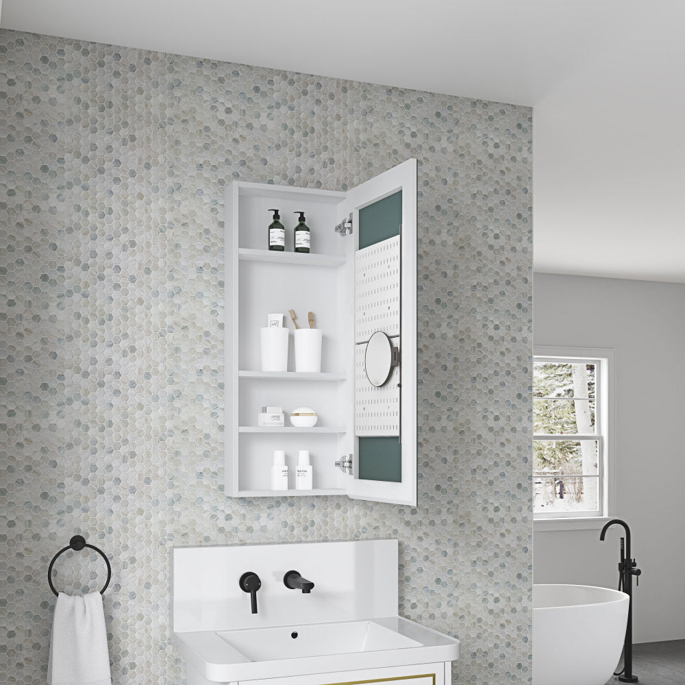 15'' W x 36'' H Surface Frameless Mirror Bathroom Medicine Cabinet, Right opening door