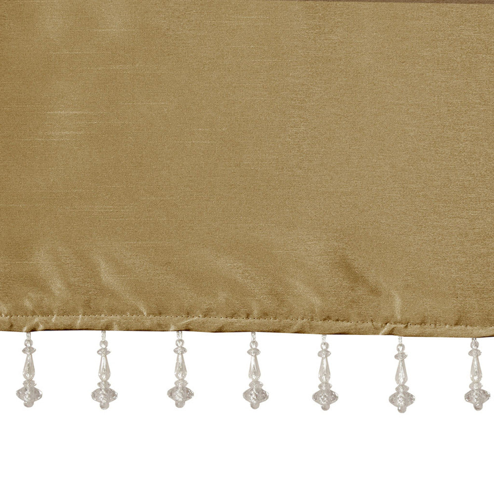 Lightweight Faux Silk Valance With Beads Bronze 50x26"