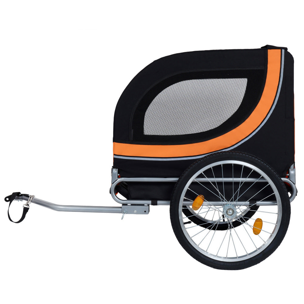 Large Folding Bike Trailer for Dogs – 66LB Capacity All-Terrain Pet Carrier, Durable Steel Frame for Cycling, Jogging, Camping & Outdoor Adventures, Black- Orange