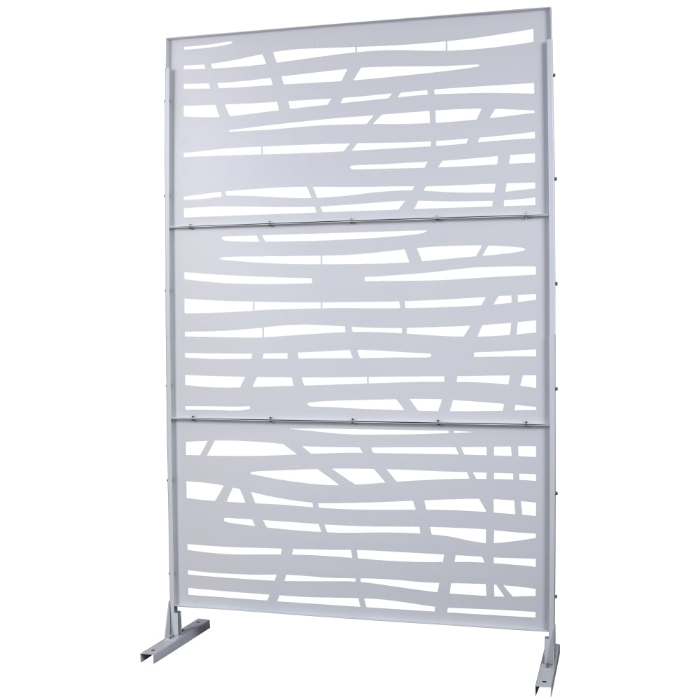 Outdoor & Indoor Privacy Screen Metal Privacy Screen 76" H×48" W, Freestanding Decorative Privacy Screen for Deck Balcony Patio, Privacy Fence Panels for Outside Lawn Garden PS109 WHITE