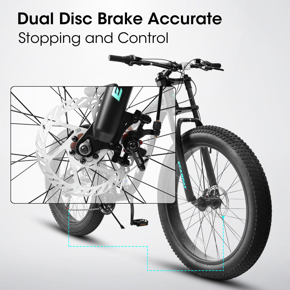 A26309 26 inch Mountain Bike,Full-Suspension 21 Speeds Drivetrain with Disc-Brake MTB Bicycle, 26*4" Fat tire Bike for Men