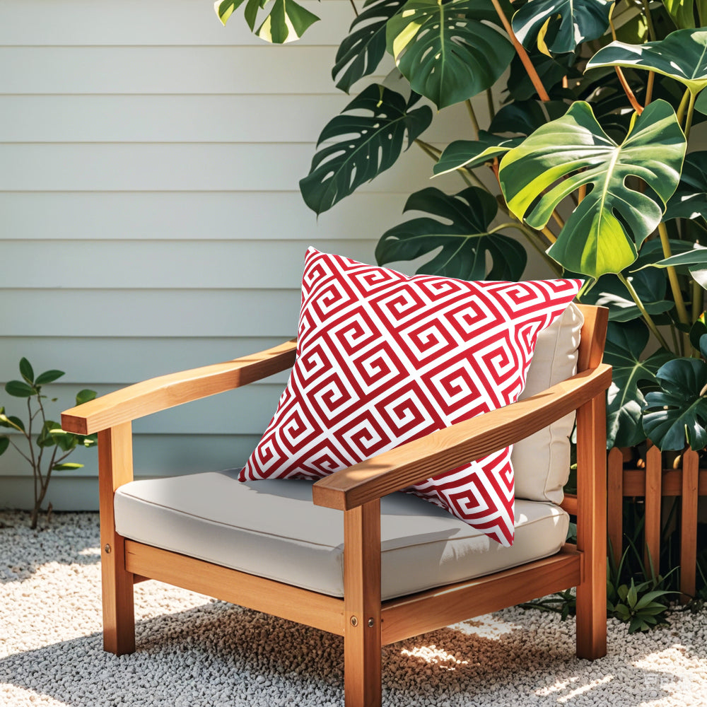 2 Pack Outdoor Throw Pillows, Waterproof & Fade-Resistant Patio Cushions for Garden, Porch, Poolside Furniture - Soft & Comfortable Decorative Pillow Covers (18x18 Inch, RED)