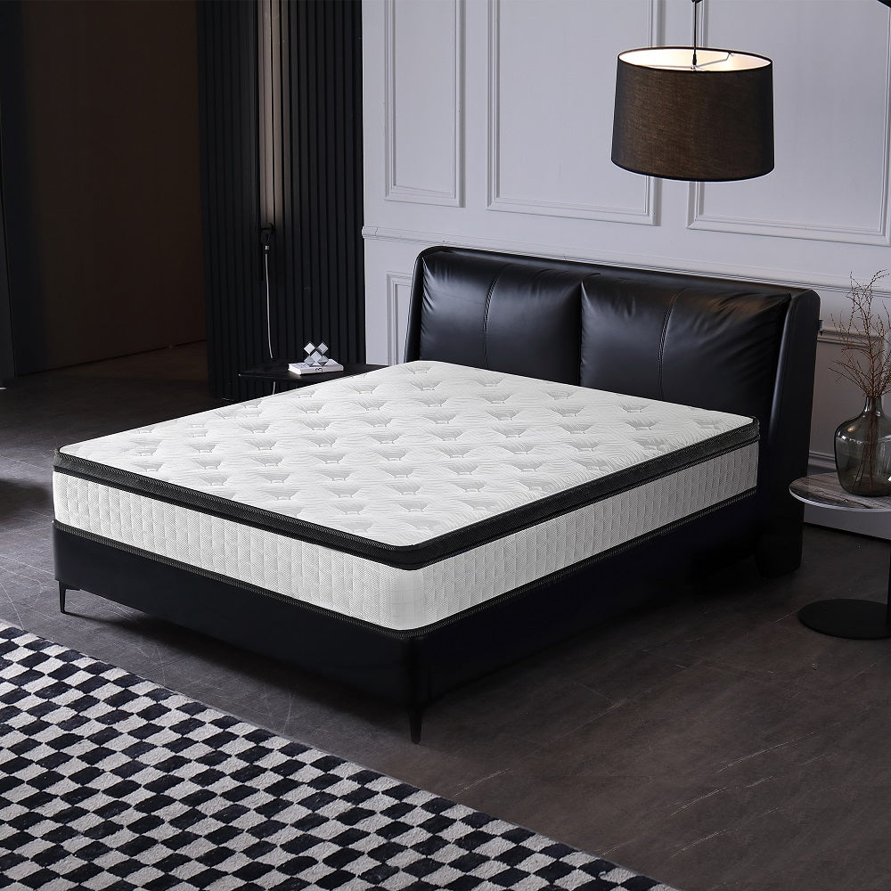 FULL Size 12 Inch Hybrid Mattress Individual Pocket Spring 7-Zoned Memory Foam Knitted Cover CertiPUR-US White