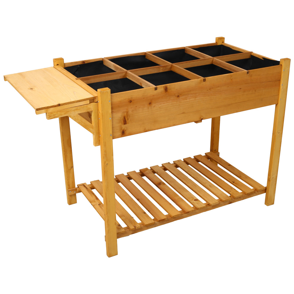 3-Tiers Raised Garden Bed with Trellis, 53" H Vertical Planter Box with Wheels & Back Storage Area, for Flowers, Vegetables, Herbs, Natural