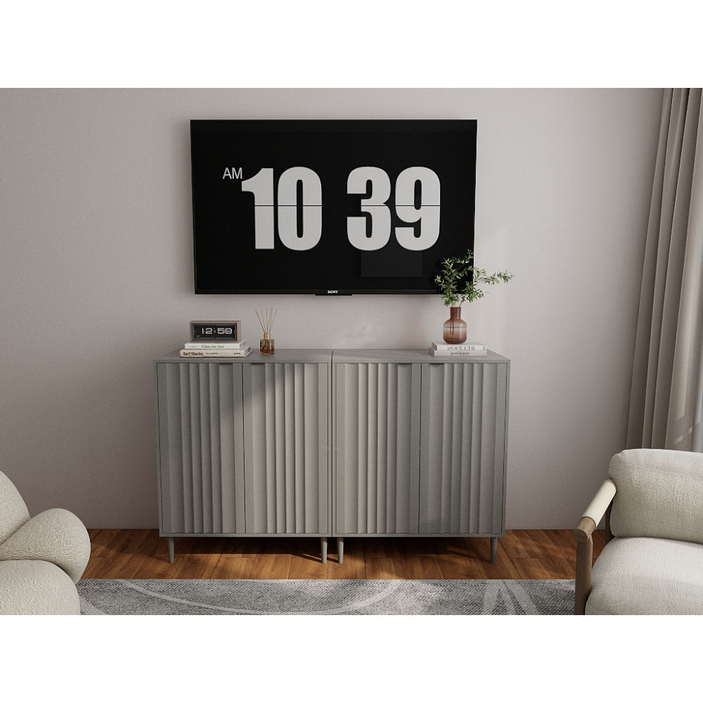 Modern White Sideboard Cabinet with Gold Handles for Kitchen, Dining Room Furniture Organizer