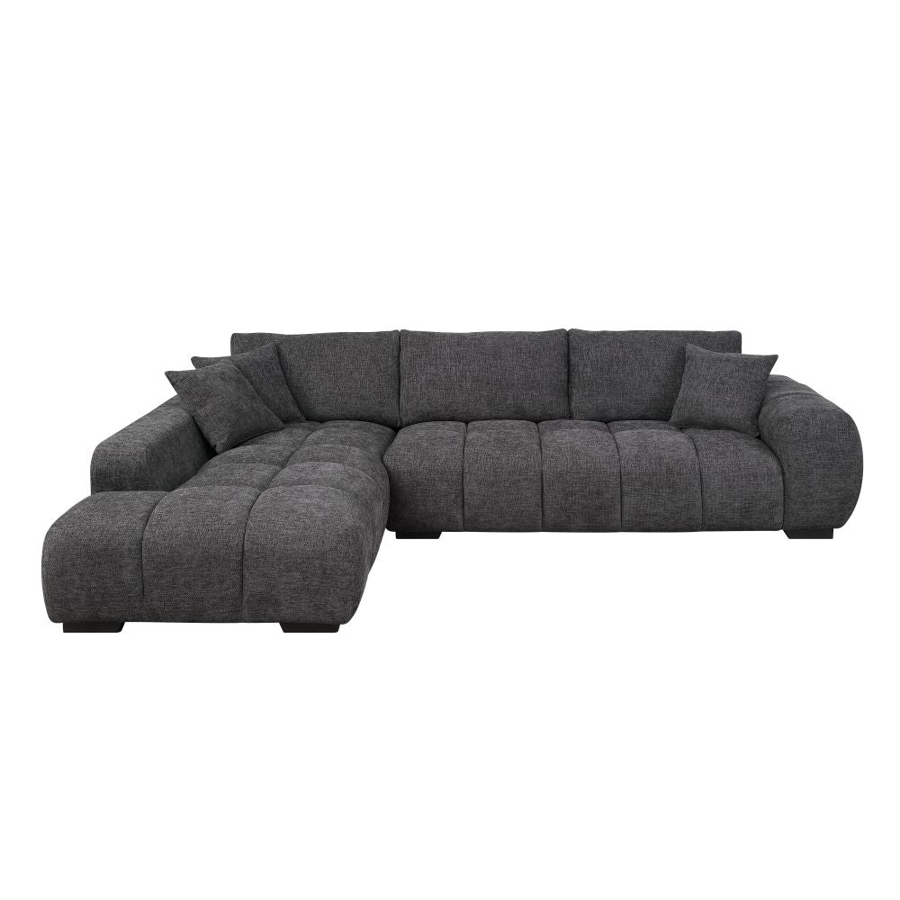 Chosen Gray Chenille Sectional Sofa with Toss Pillows and 1 Chaise
