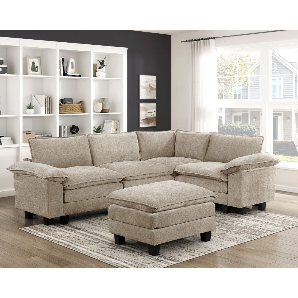Modern Style Loveseat Plush Comfort Taupe Chenille Fabric Upholstery Contemporary Living Room Furniture 1pc Durable Plywood