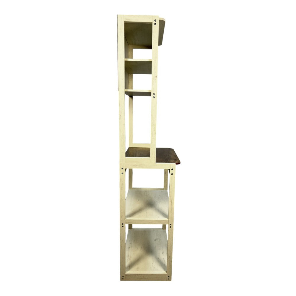 23.62" White and Rustic Brown color 5-Tier Bakers Rack for Kitchen with Storage, Coffee Bar, Kitchen Shelves, Microwave Stand
