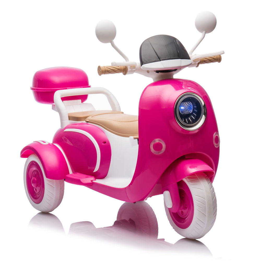 12V Two motors Kids Ride On Level Up Two-seater Electric Motorcycle,Three-wheel Toy w/Music,Bluetooth,USB,Backseat flip adult seat,Portable Storage Hooks&Oversized Trunk,LED Headlight For Kids 3-6.