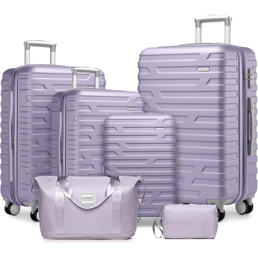 Luggage Sets 6 Piece with Duffel Bags, Hardside Expandable Suitcases with Spinner Wheels TSA Lock, Cream