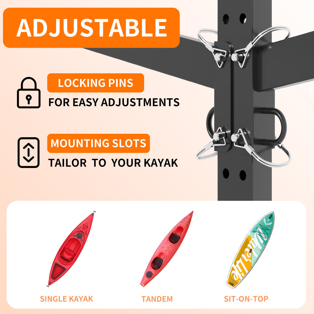 82"H Kayak Storage Rack, Heavy Duty Freestanding Kayak Storage Rack – Adjustable 8 Kayak Stand with Wheels for Garage, Indoor & Outdoor Use, 58"D*45.9"W*82.3"H