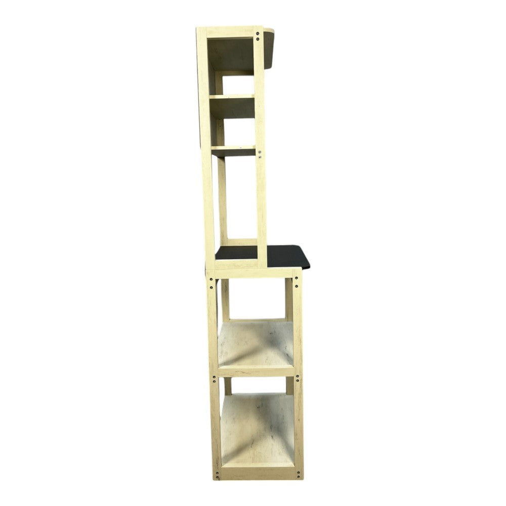 23.62" White and Black color Bakers Rack for Kitchen with Storage, Coffee Bar, 5-Tier Kitchen Shelves, Microwave Stand