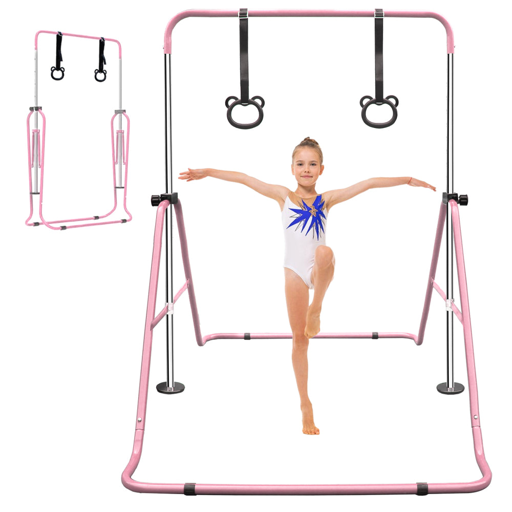 Yellow Multi-Functional Adjustable Height Children's Horizontal Gymnastic Bar With Bear Rings