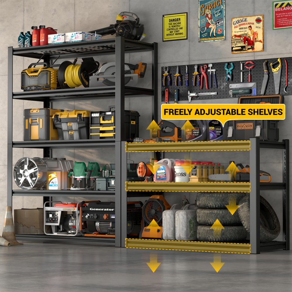 59 Inches Metal Garage Storage Rack, Heavy-Duty Steel Moisture-Proof And Waterproof 5-Layer Adjustable Storage Shelving Unit.Designed For Warehouse Storage (food Pantries, Industrial Use)