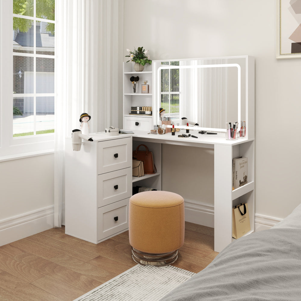 Pink modern simple hair desk, multi-layer storage space