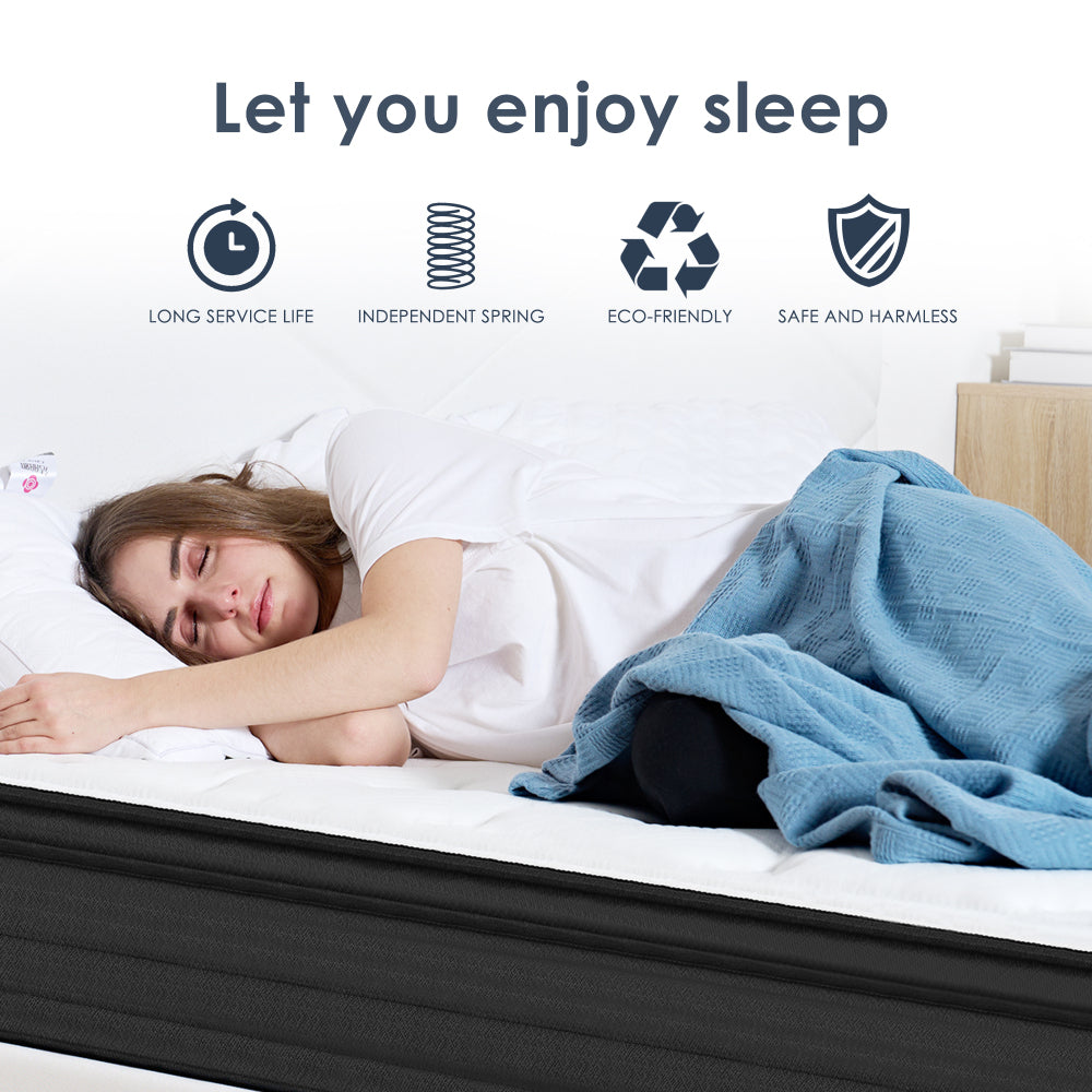 Queen Size Mattress,12 Inch Hybrid Mattress, Individually Pocketed Innerspring, Medium Firm