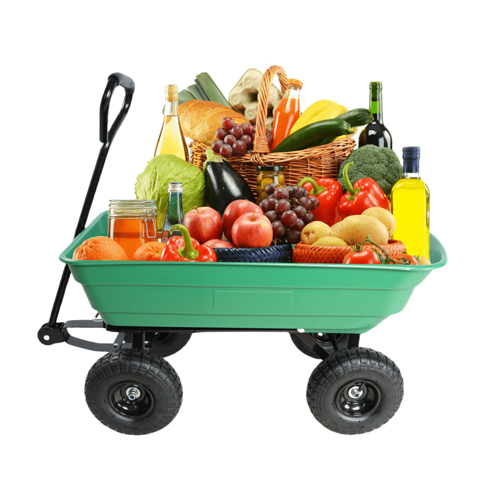 Folding car Poly Garden dump truck with steel frame, 10 inches. Pneumatic tire, 300 lb capacity body 55L black