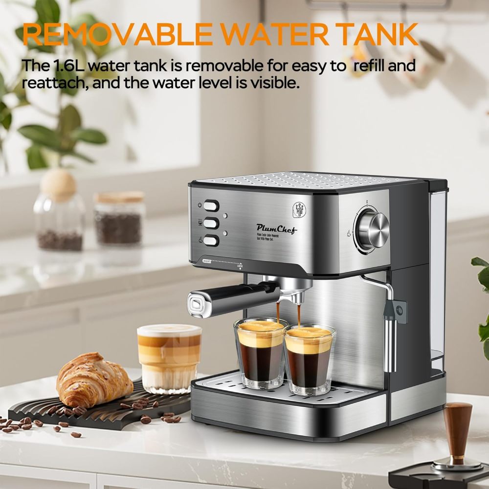 20 Bar Professional Espresso Machine with Milk Frother, Single & Double Shot, ESE Pod Compatible, Removable Water Tank for Cappuccino, Latte, & Macchiato – Home Barista Edition