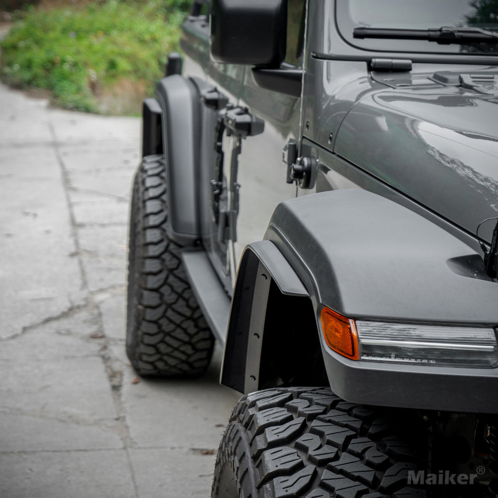 Front & Rear Fenders Compatible with 2020-2024 Jeep Wrangler Gladiator JT Mojave & Rubicon, Off-Road Wheel Fender Liner Set 4 Pcs(Only Fit High Clearance Fender Flares)