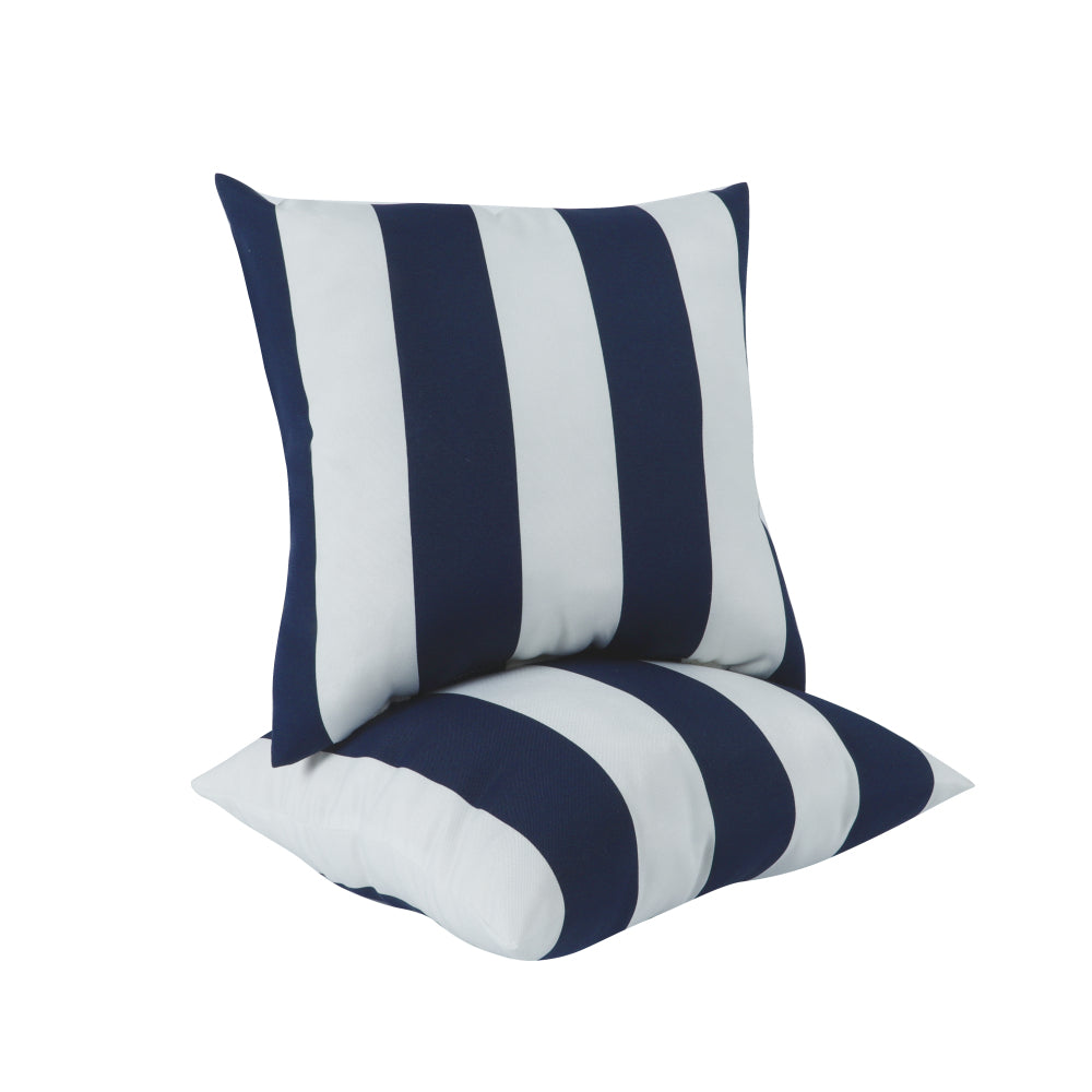 2 Pack Outdoor Throw Pillows, Waterproof & Fade-Resistant Patio Cushions for Garden, Porch, Poolside Furniture - Soft & Comfortable Decorative Pillow Covers (18x18 Inch, Blue white strpie)