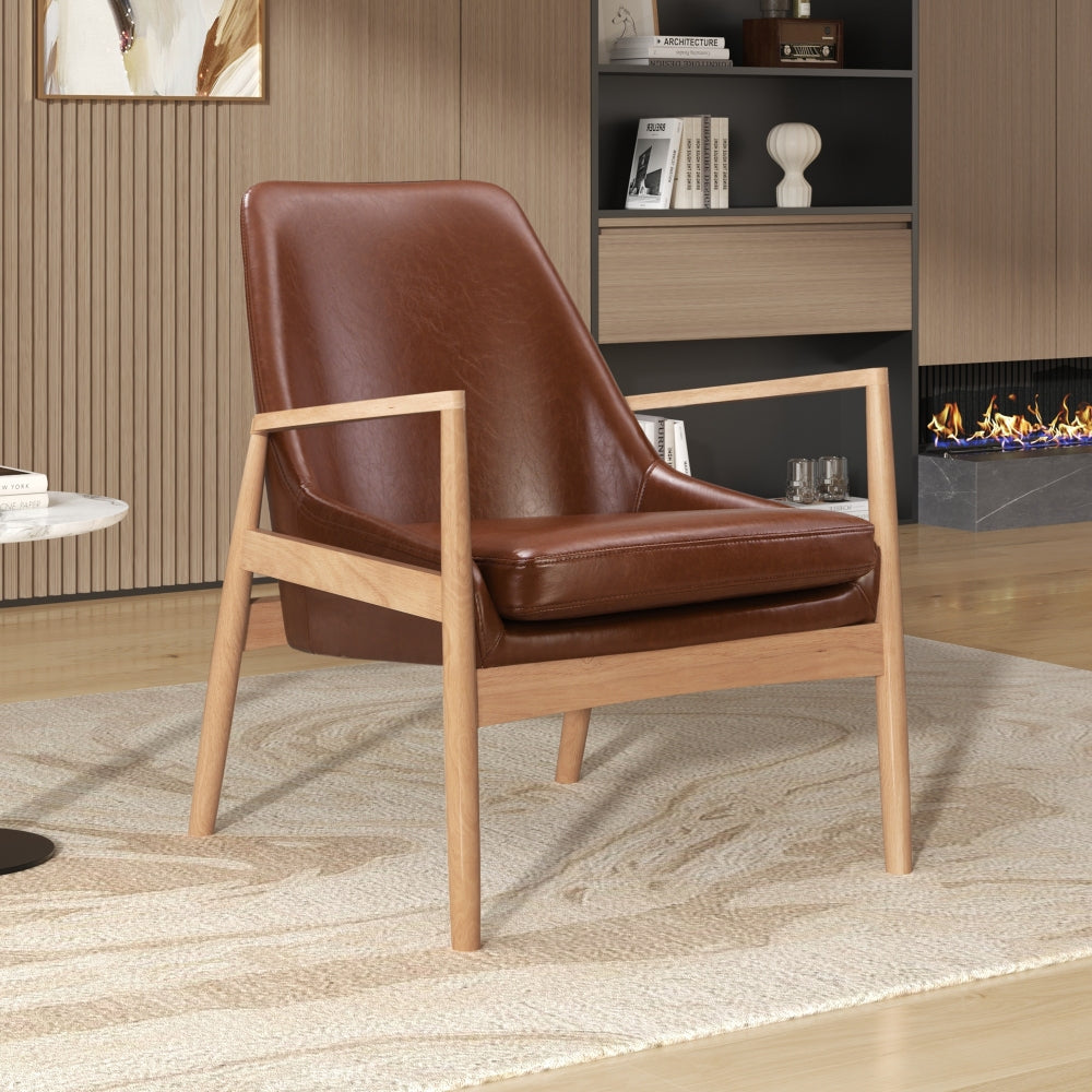 U-Can Modern Accent Chair with Ottoman, Mid Century Lounge Chair with footrest, Comfy Fabric Armchair Upholstered Set with Solid Wood Frame for Living Room