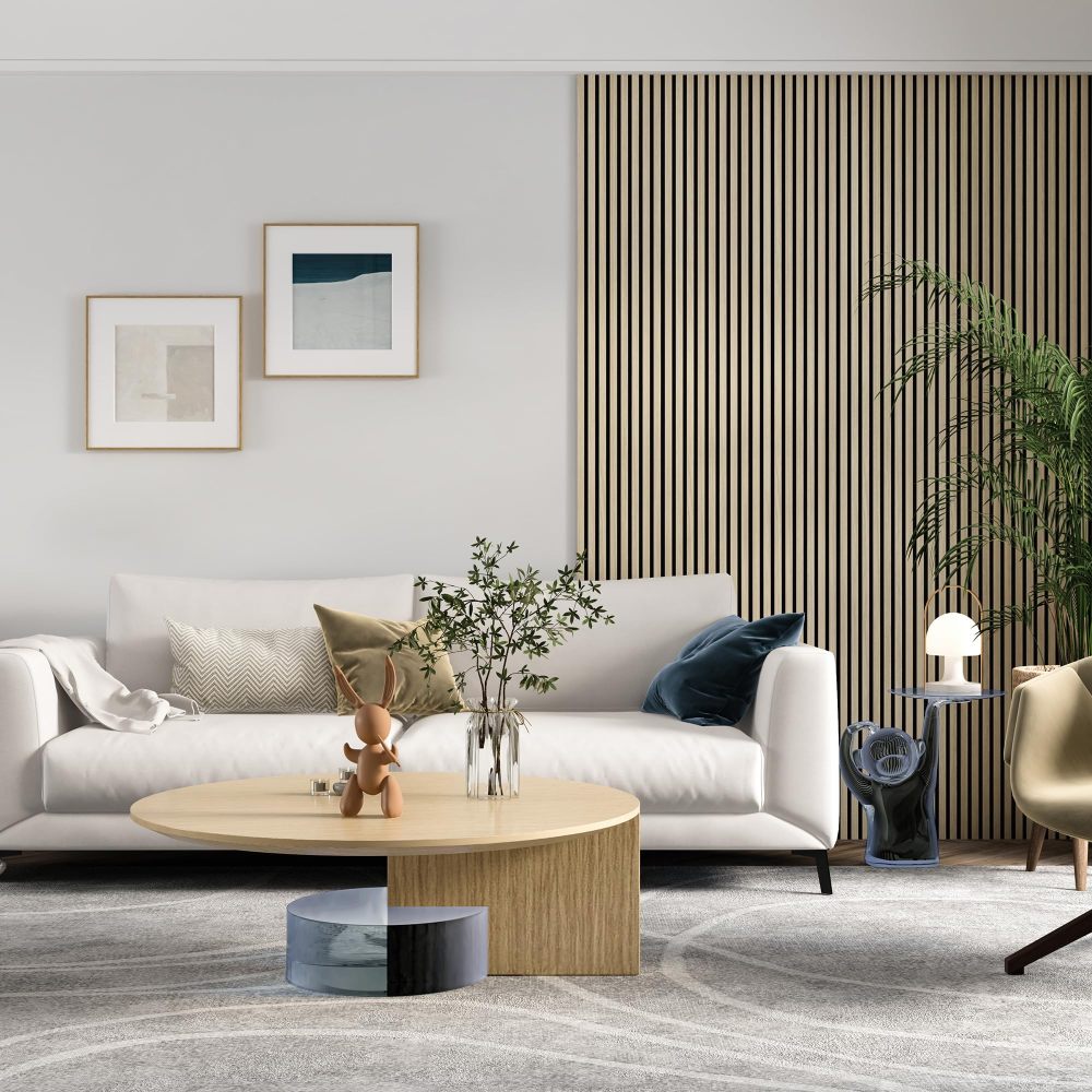 Acoustic Wood Wall Panels, 2 Pack 94.5" x 12.6" Soundproof Wall Panels,Wood Slat Wall Panels for Interior Wall Decor (Oak)