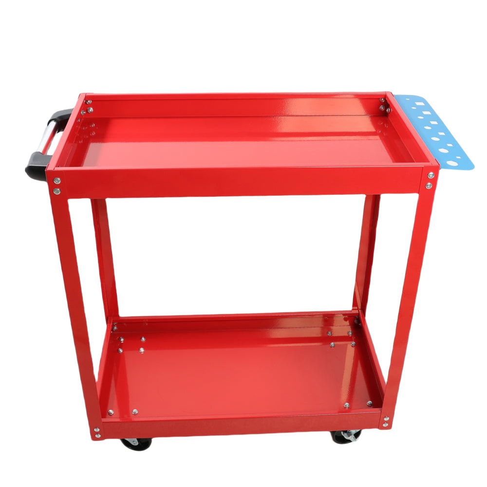 Tool Cart on Wheels, 3 Tier Rolling Mechanic Tool Cart, Heavy Duty Steel Utility Cart w/Lockable Wheels, 450 LBS Capacity Industrial Service Cart for Garage, Warehouse, Workshop (Bright Red)