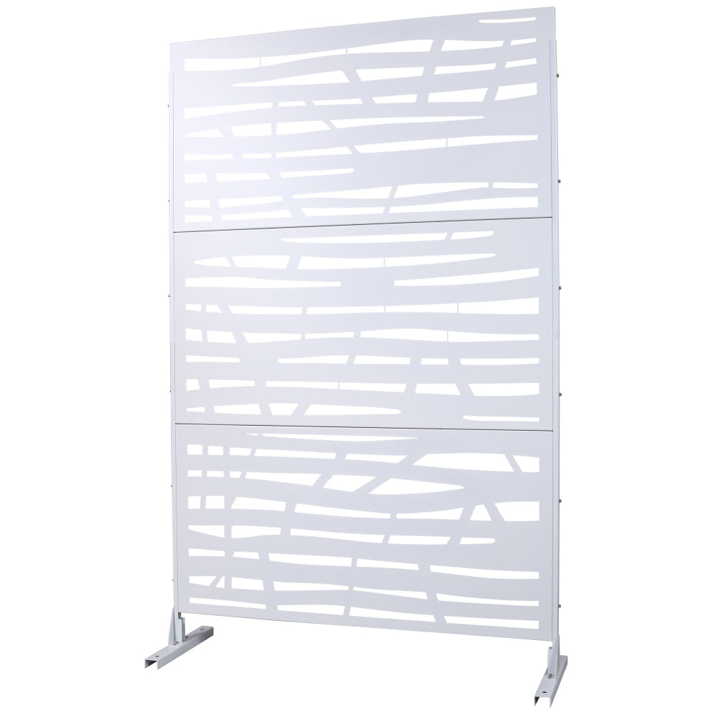 Outdoor & Indoor Privacy Screen Metal Privacy Screen 76" H×48" W, Freestanding Decorative Privacy Screen for Deck Balcony Patio, Privacy Fence Panels for Outside Lawn Garden PS109 WHITE