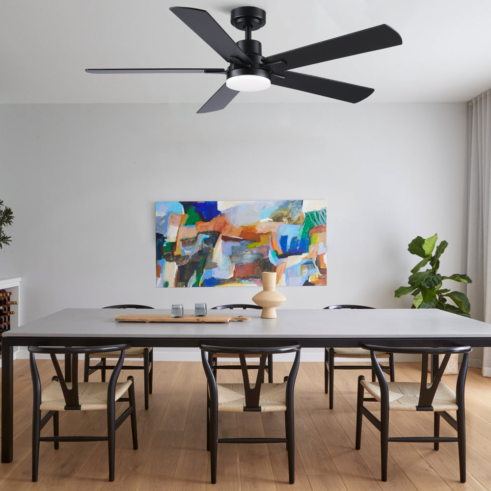 52" Black Lowe Profile Ceiling Fan with Light