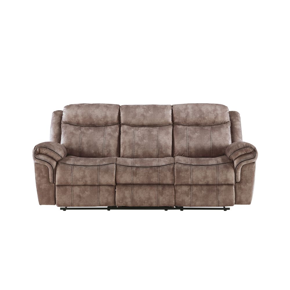 Zubaida Two Tone Chocolate Velvet Recliner Loveseat w/USB Port & Console