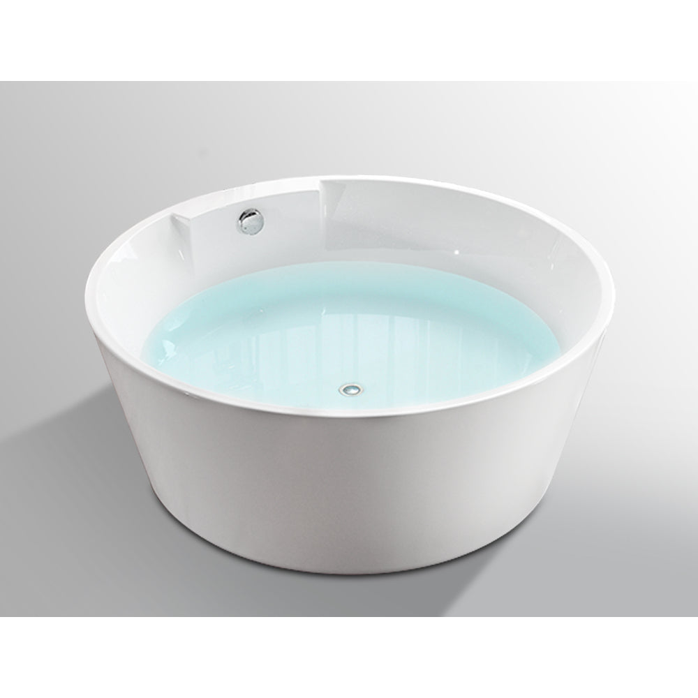DAX Round Freestanding Acrylic Bathtub - Glossy White - 57" diameter