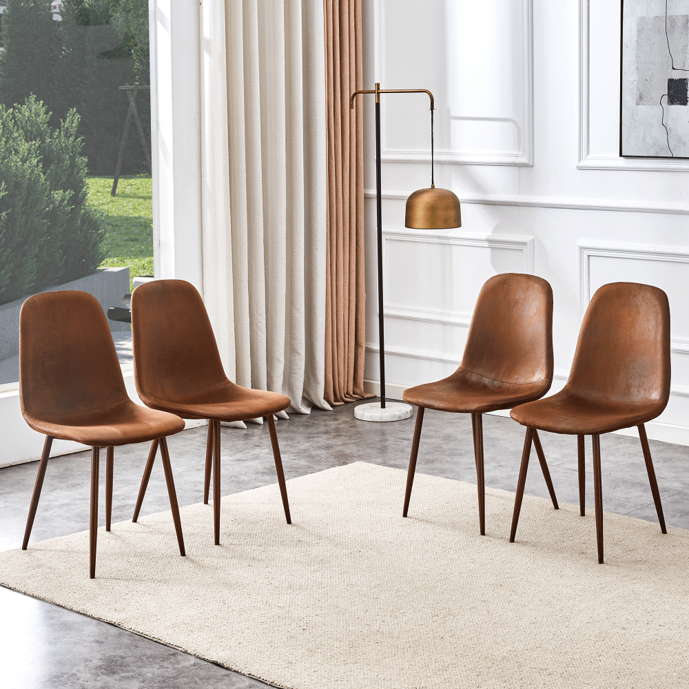 Set of 4 Gray fabric-back and Metal Combined Spoon Chairs - Perfectly matching minimalist and Scandinavian style homes, with product dimensions of 15.5*16.3*34.5 inches.