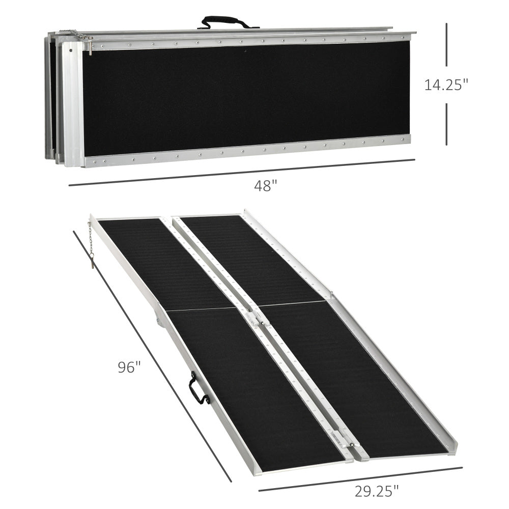 HOMCOM Portable Wheelchair Ramp for Home, Threshold Handicap Ramp 8'