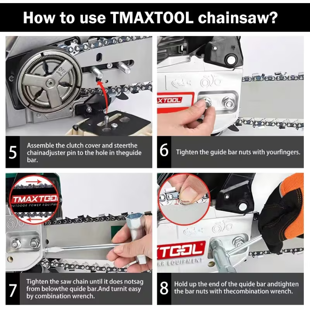 TMAXTOOL 62cc Powerful 20 inch Gas Chainsaw with 2 Stroke - Perfect for Pruning, Limbing, and Sawmill Operations-black