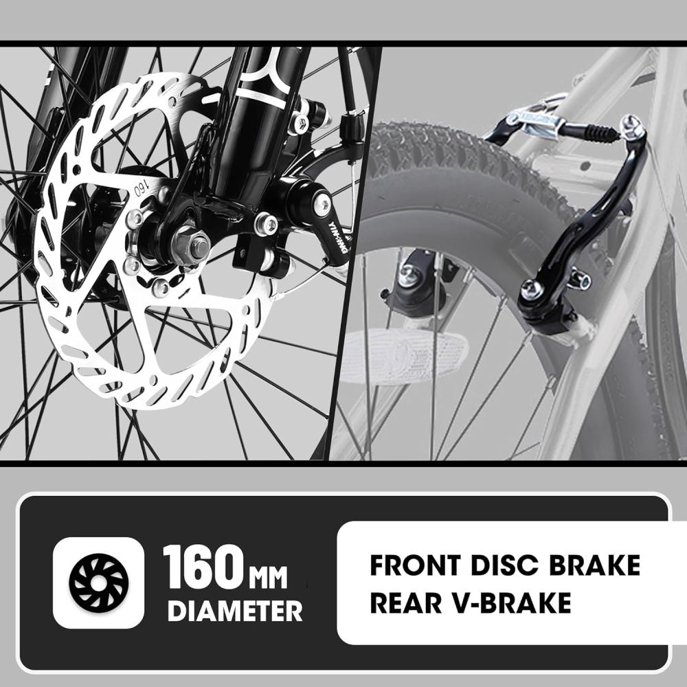 S20101 20 Inch Kids' Bike, Boys Girls Mountain Bike Ages 6-12, 7 Speed Teenager Children Kids' Bicycles, Front Suspension Disc Brake Rear V-Brake, High Steel Frame