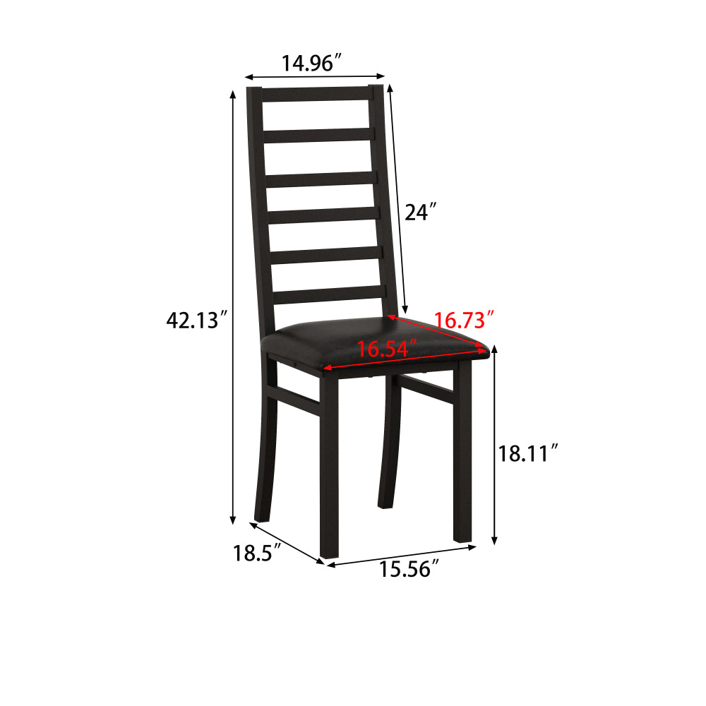 Metal Dining Chairs Set of 2, Steel Legs and PU Leather Seats, High Back Armless Dining Chairs, for Kitchen, Living Room, Black