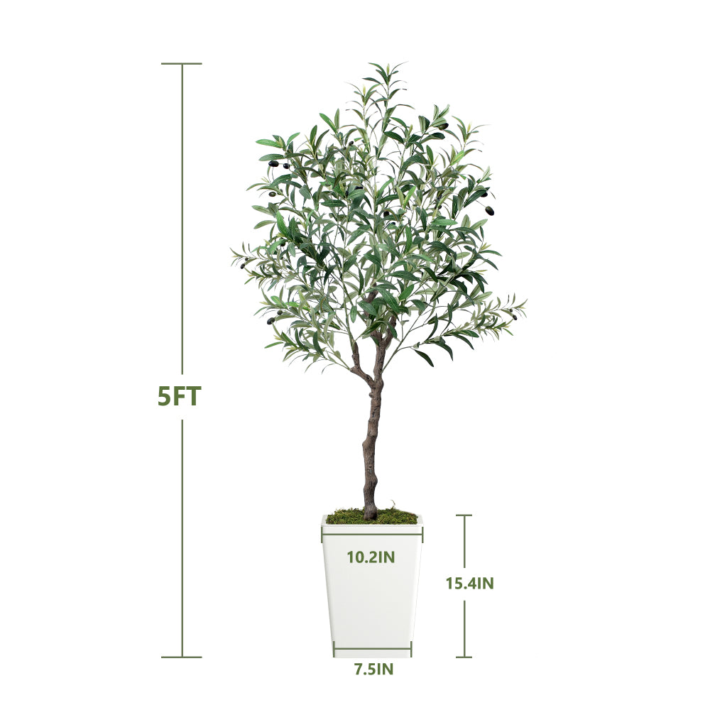 Artificial Olive Tree 5FT with Pot and Moss, Artificial Plants for Home Office Decor