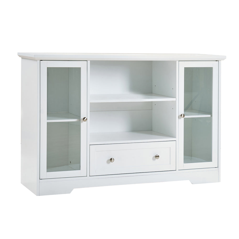 Sideboard Buffet Cabinet, 51" Large Kitchen Storage Cabinet with Drawers, Doors and Adjustable Shelves, Farmhouse Wooden Coffee Bar for Kitchen, White