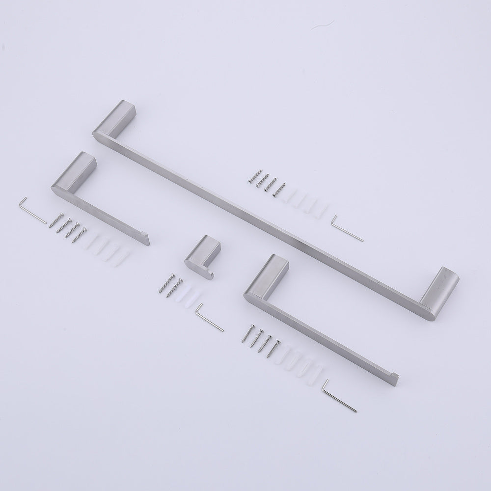 Brushed Nickel Bathroom Hardware Set Robe Hook Towel Rail Bar Rack Shelf Tissue Paper Holder Bathroom Accessories