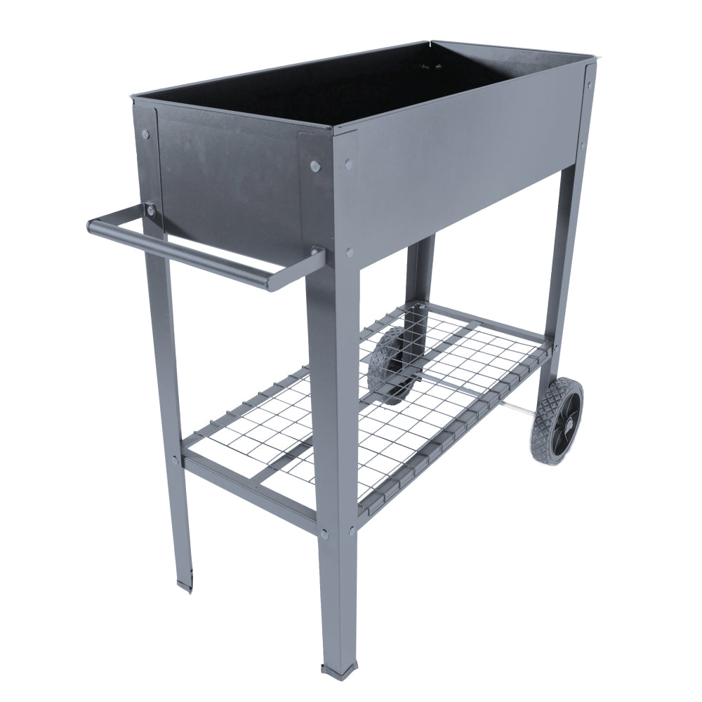 Mobile Metal Raised Garden Bed Cart with Legs, Elevated Tall Planter Box with Wheels for Outdoor Indoors House Patio Backyard Vegetables Tomato DIY Herb Grow Black