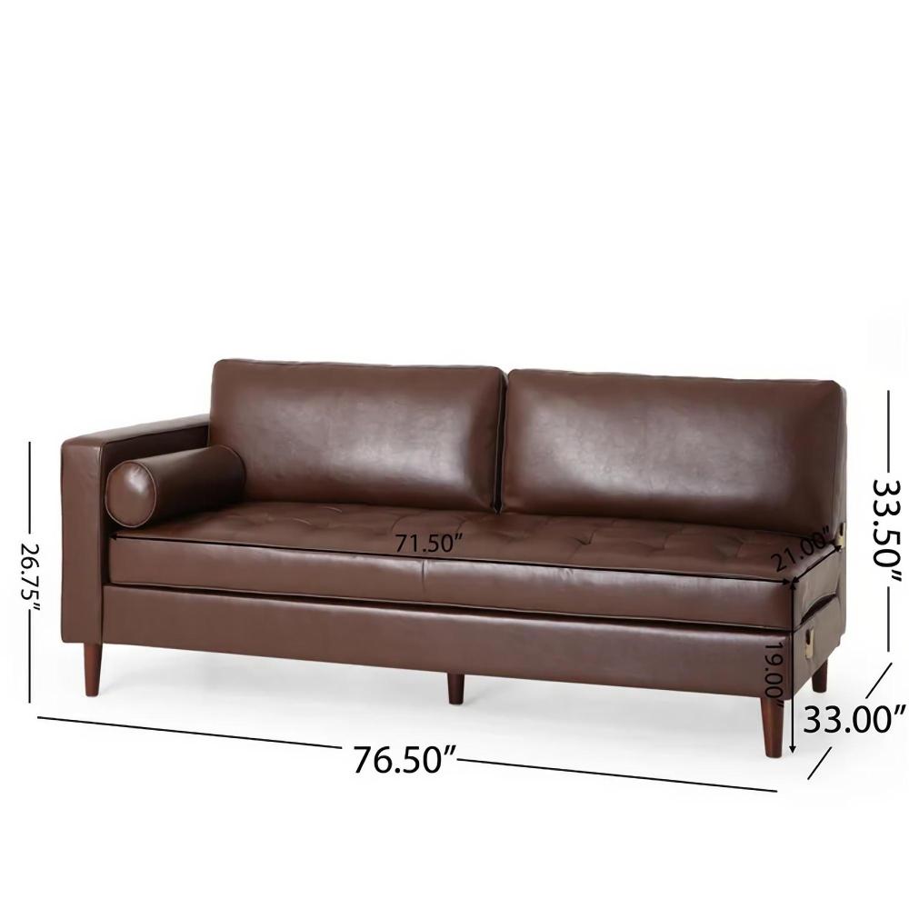 Modern Minimalist 70.75" L-Shape Couch with Chaise, 4-Seater Modular Sectional Sofa, Convertible Upholstered Couches for Living Room Bedroom(Dark Brown, PU)